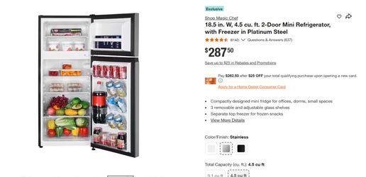 Magic Chef 2 door mini refrigerator