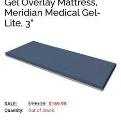 Gel Overlay Mattress, Meridian Medical Gel-Lite, 3"