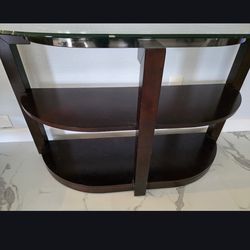 Glass top curved table