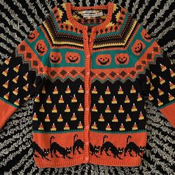 Vintage Halloween knit cardigan sweater
