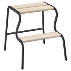 Ikea GRUBBAN Step Stool Black Metal Solid Birch Wood Sturdy And Stable