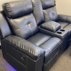 Kempten Black LED Reclining Living Room Set