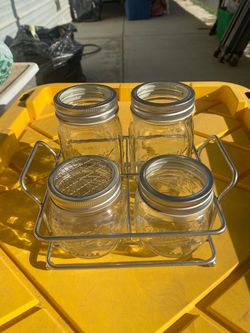 Mason Jar Set with Wire Caddy