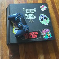 PS4 Pro With Blue Controller 