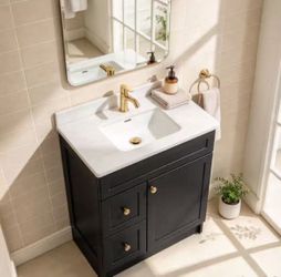 30 Inch Black Vanity Set (Include Countertop And Sink )
