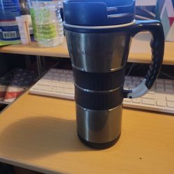 Vintage 2003 Stainless Steel Barista Travel Tumbler 16 Oz With Clip Handle