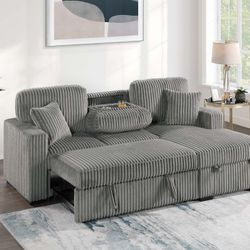 ✅️✅️2-Piece Convertible Sectional
Sleeper Sofa W/Fold-Down Table & Chaise Storage✅️
