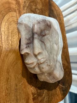 Hand-Carved Marble Stone Face Sculpture