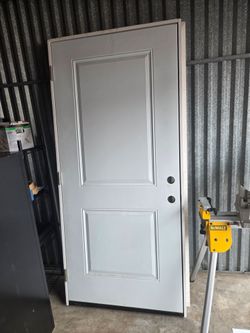 White 2-Panel Exterior Door with Frame