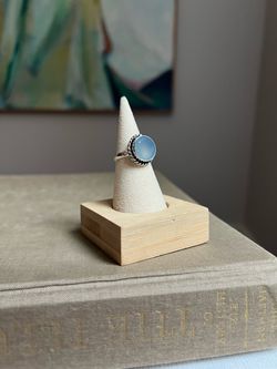 Adjustable Faceted Blue Chalcendony Ring ( firm on price )