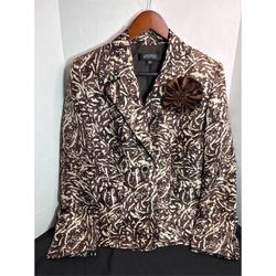 Kasper Brown Floral Blazer Jacket Women's 