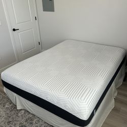 Queen Sized Bed, Box Frame, And Bed Frame (Hybrid Memory Foam)