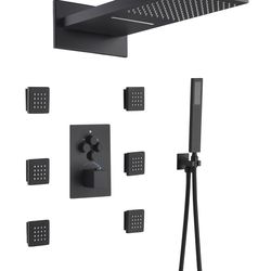 22'' Matte Black Shower valve system