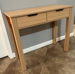 (NEW) 35” Wide Light Wood  Desk with Two Drawers