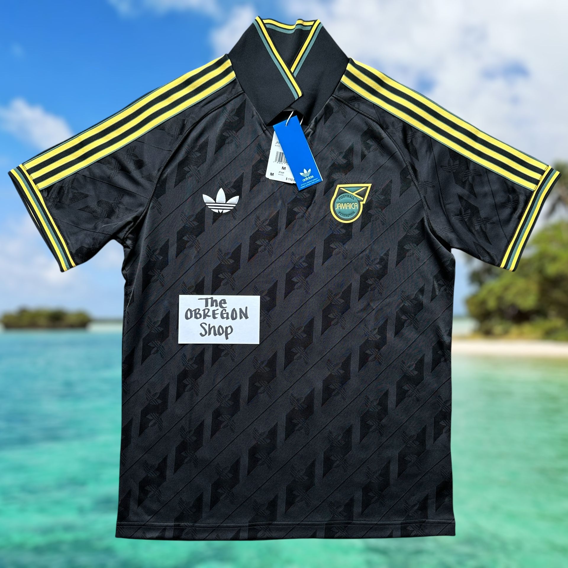 ADIDAS JAMAICA 2024 LIFESTYLER MENS SOCCER JERSEY SIZE MEDIUM BLACK NEW