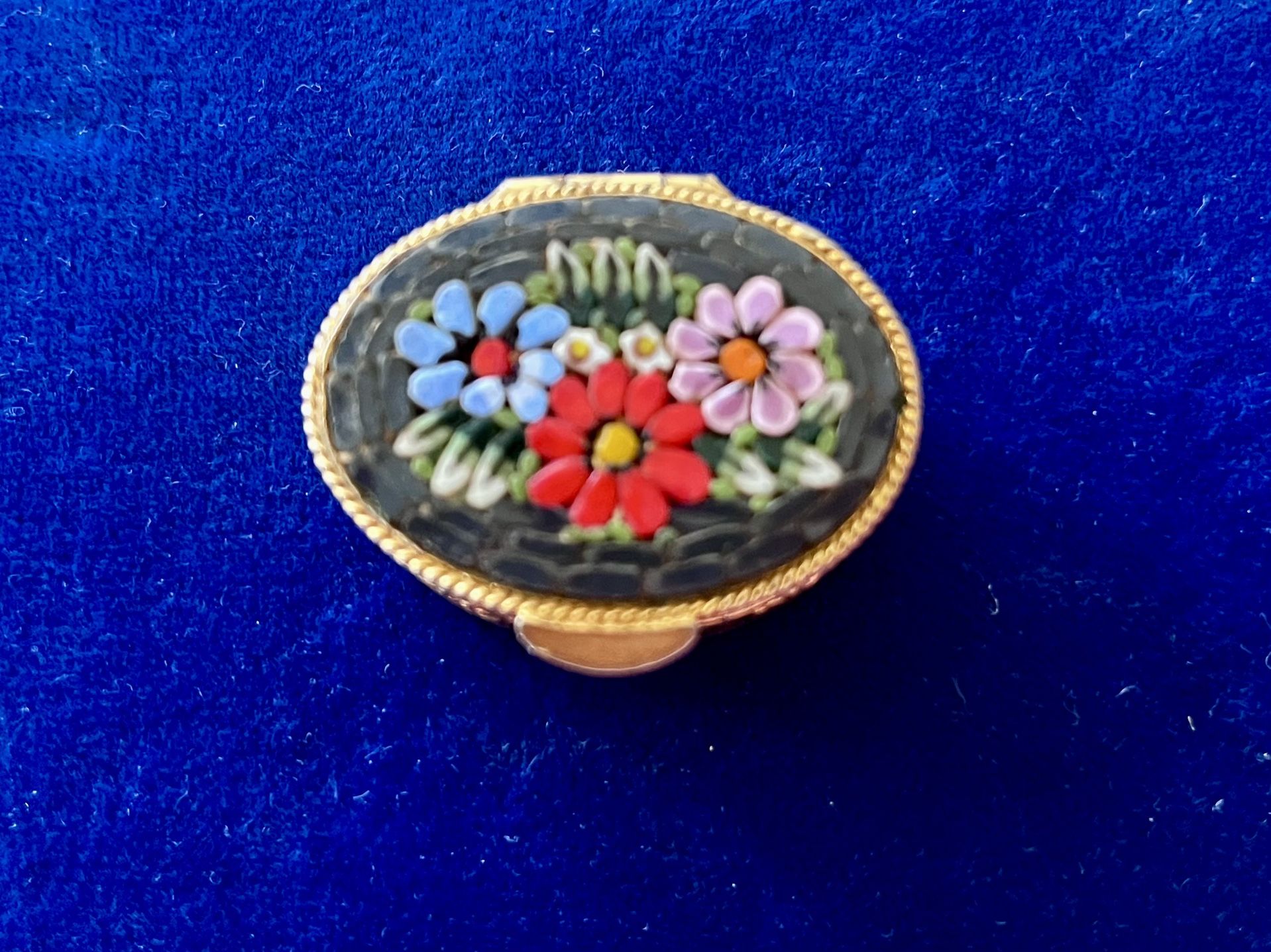 Italy Micro Mosaic Pill Trinket  Box 