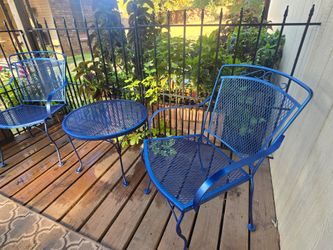 Blue Wrought Iron Patio Bistro Set