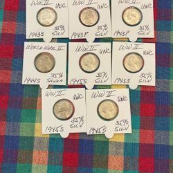 8  SILVER WAR TIME nickels. 35 % SILVER