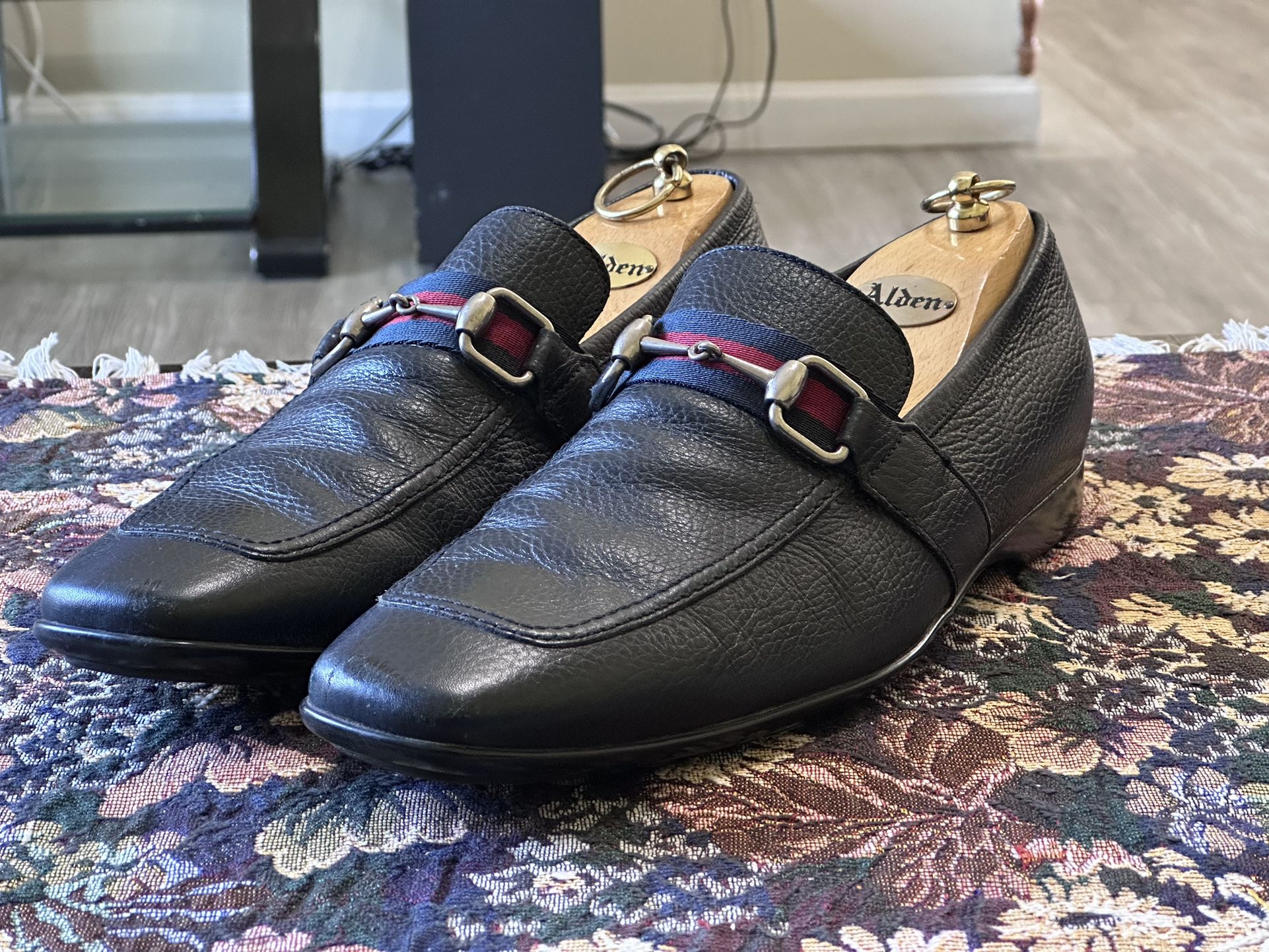 cci Classic Horsebit Black Leather Horsebit Web Slip On Loafers Size 10.5