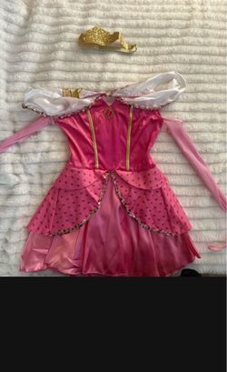 Small Sleeping Beauty Aurora Princess Costume with Crown