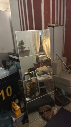Large Floor Mirror with Silver Frame