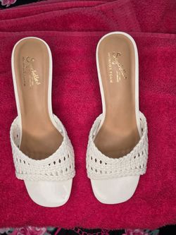 Seychelles Memory Foam White Woven Slide Sandals
