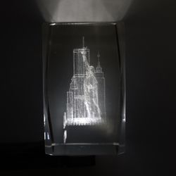NYC Glass Souvenir -skyline And Statue Of Liberty 