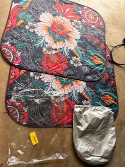 NEW Floral Car Windshield Sun Shade Set