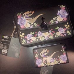 NWT Loungefly x Nightmare Before Christmas Zero Floral Clutch Crossbody Handbag & Wallet Set
