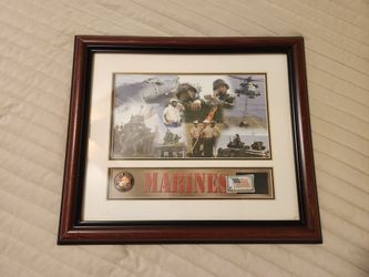 United States Marine Corps framed commemorative display, wall art