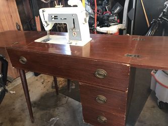 Vintage singer sewing machine and desk