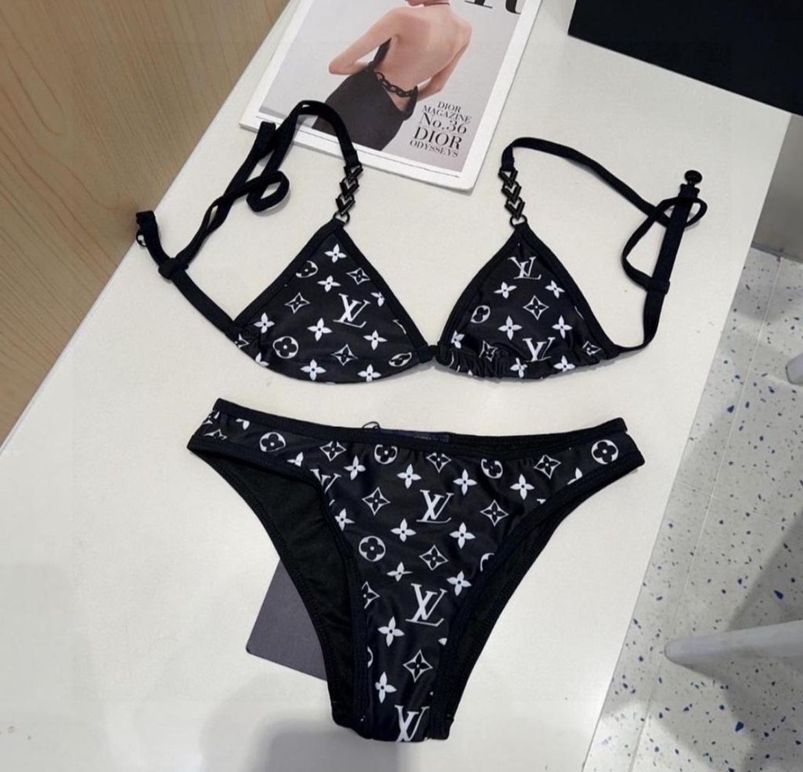 Black and white Louis Vuitton bikini