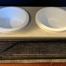 2 Metal Elevated Dog Bowls