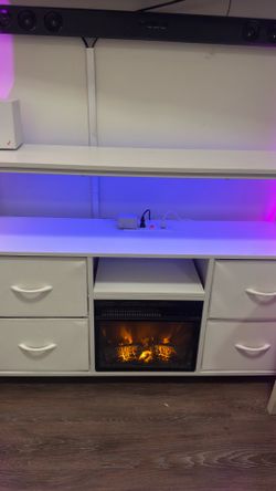 LED + fireplace TV stand