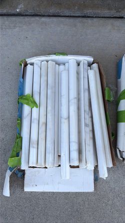 120 White Ceramic Bullnose Tile Trim Pieces – Approx. 12" Each – New/Unused
