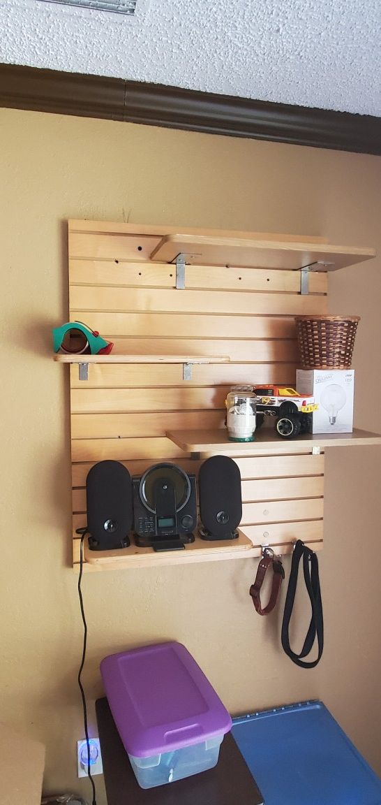 Wall shelves with brackets