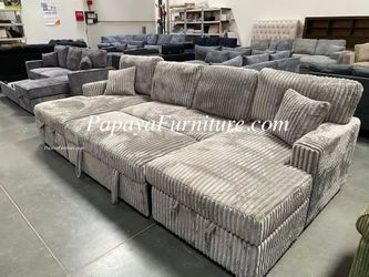 NEW LARGE U Shape Sectional Sofa with TWO STORAGE CHAISE Set Convertible Pull out Sleeper Bed Pullout SofaBed Couch Under Seat Convertible BIG SALE