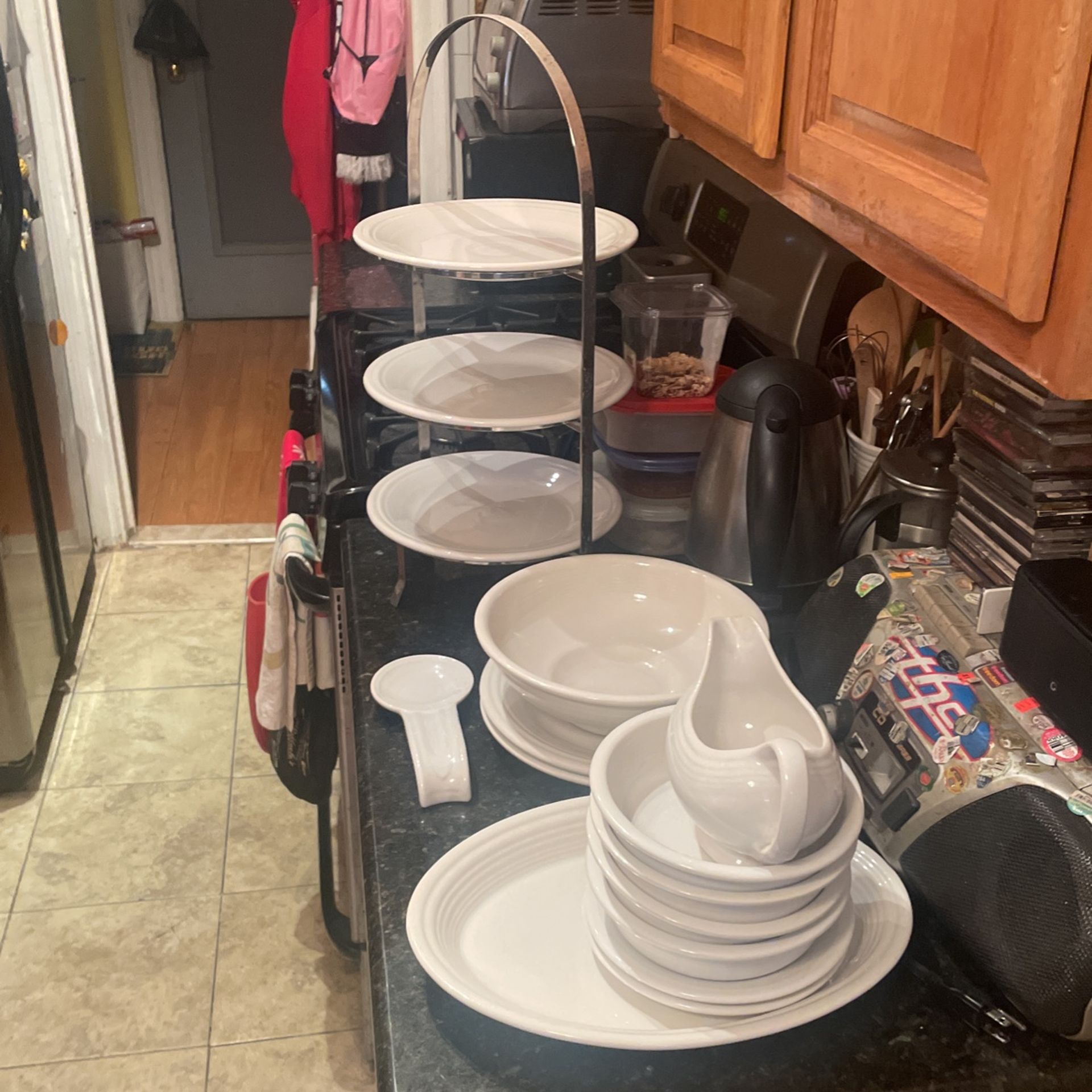 White Fiesta Ware Dish Set