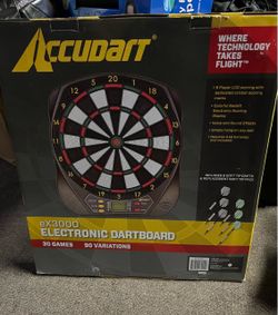 Accudart eX3000 electronic dartboard, which includes 30 games and 90 variations
