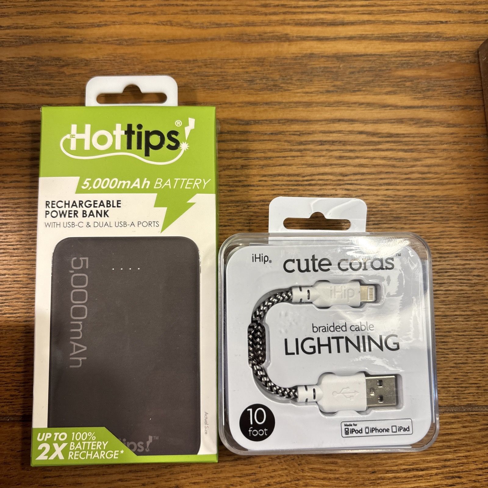 Phone Accessories- 5,000 Mah Power bank Battery And 10 Ft Long Lightning Charger/sync