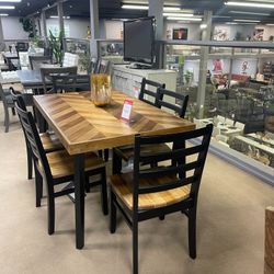 Brown & Black Dining Room Set (Set of 7)