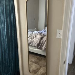 Wall Mirror 15” x 51 “. Gold Trim.