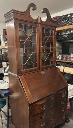 Maddox Colonial Mahogany Hall Tree Secretary Cabinet