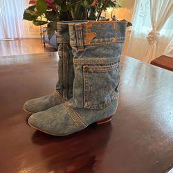 Vintage blue Jean boots