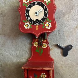 Vintage German Wooden Miniature Grandfather Clock