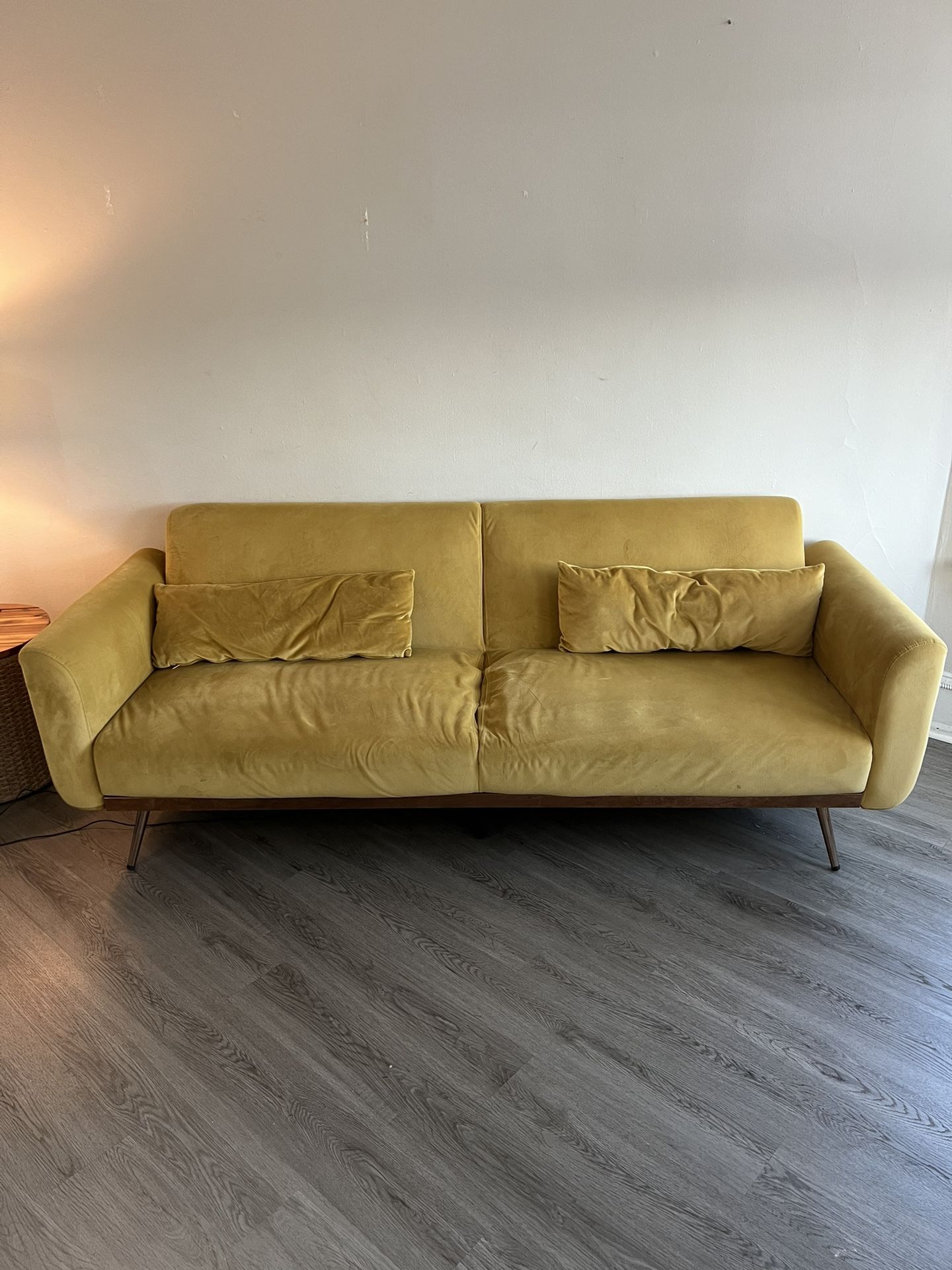 Maxwell 83" Velvet  Mustard Yellow Sofa