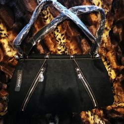 TOSCA BLU Black Suede Leather Handbag Purse Tote RARE  NWT!