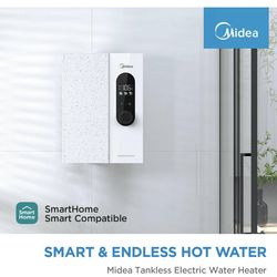 Midea 18KW Smart Electric Tankless Water Heater, Touch Control, Wi-Fi Control, LED Display, Child Mode, 240 Volts with Automatic Power Modulation