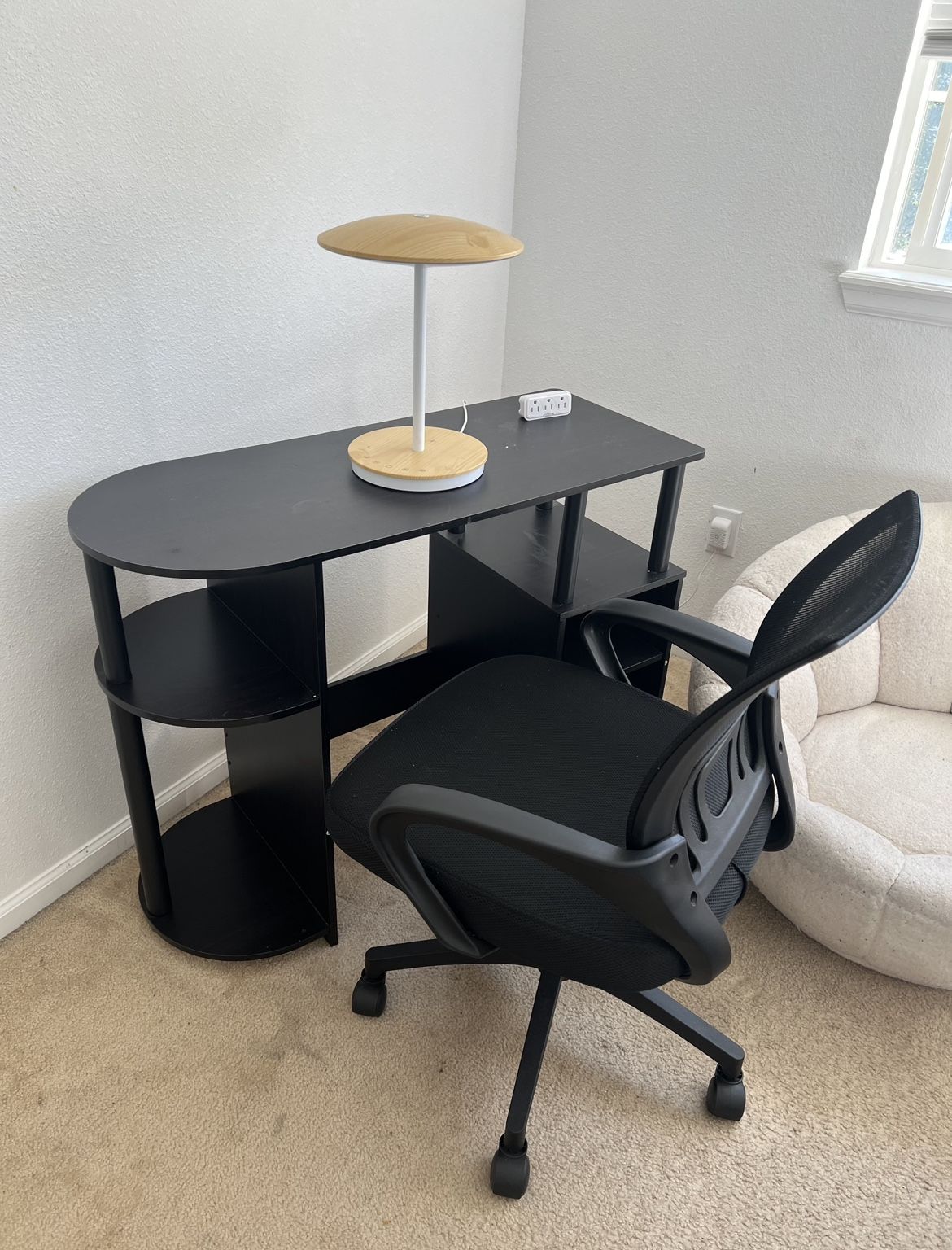 Student Desk with Rolling Chair and LED Lamp