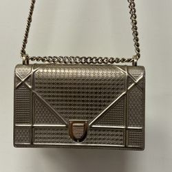 Christian Dior Metallic Patent Diorama Gold Flap Bag 